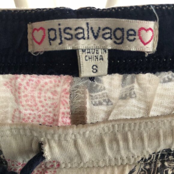 PJ SALVAGE PAJAMA PANTS KNIT ELEPHANTS BOHO BLUE TASSEL DRAWSTRING SIZE S - Picture 2 of 6